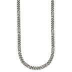 Sterling Silver Black Ruthenium-plated Brushed Fancy Curb Chain Mens 22 inch Necklace