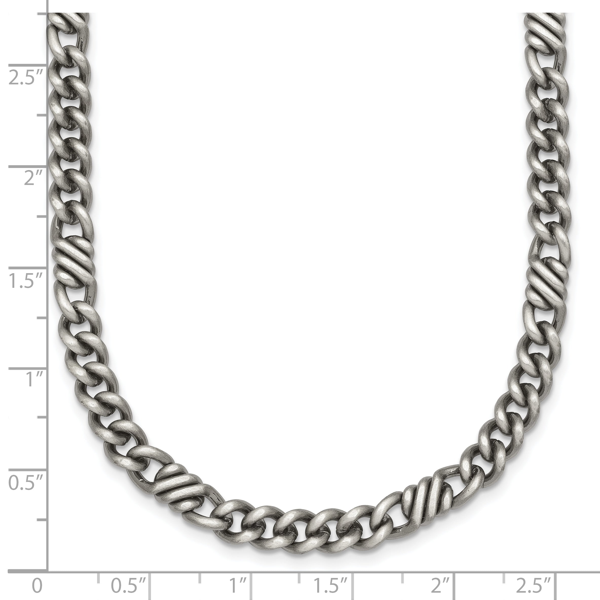 Sterling Silver Black Ruthenium-plated Brushed Fancy Curb Chain Mens 22 inch Necklace