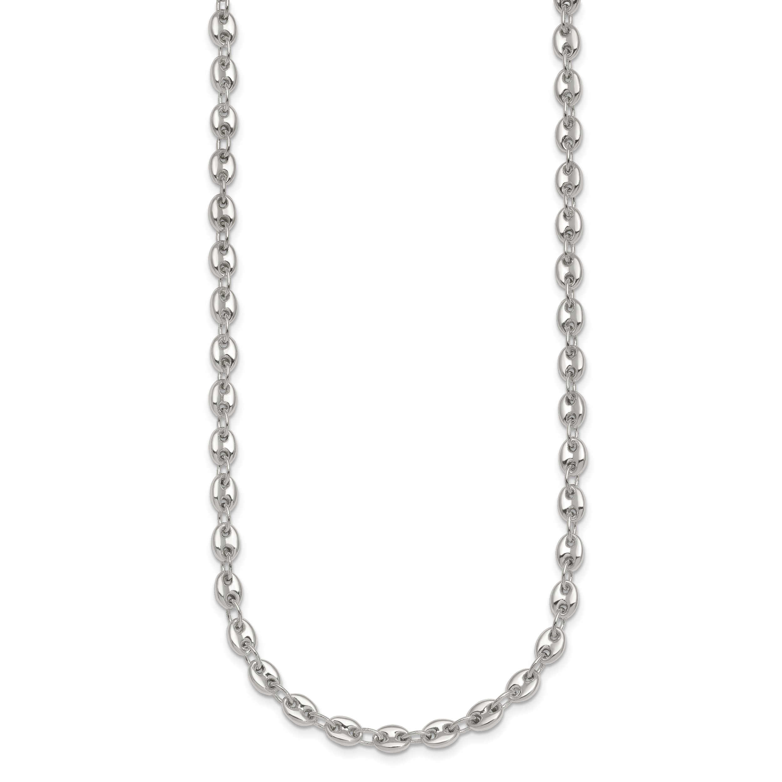 Sterling Silver Polished 4.8mm Puffed Mariner/Anchor Link 18 Inch Necklace