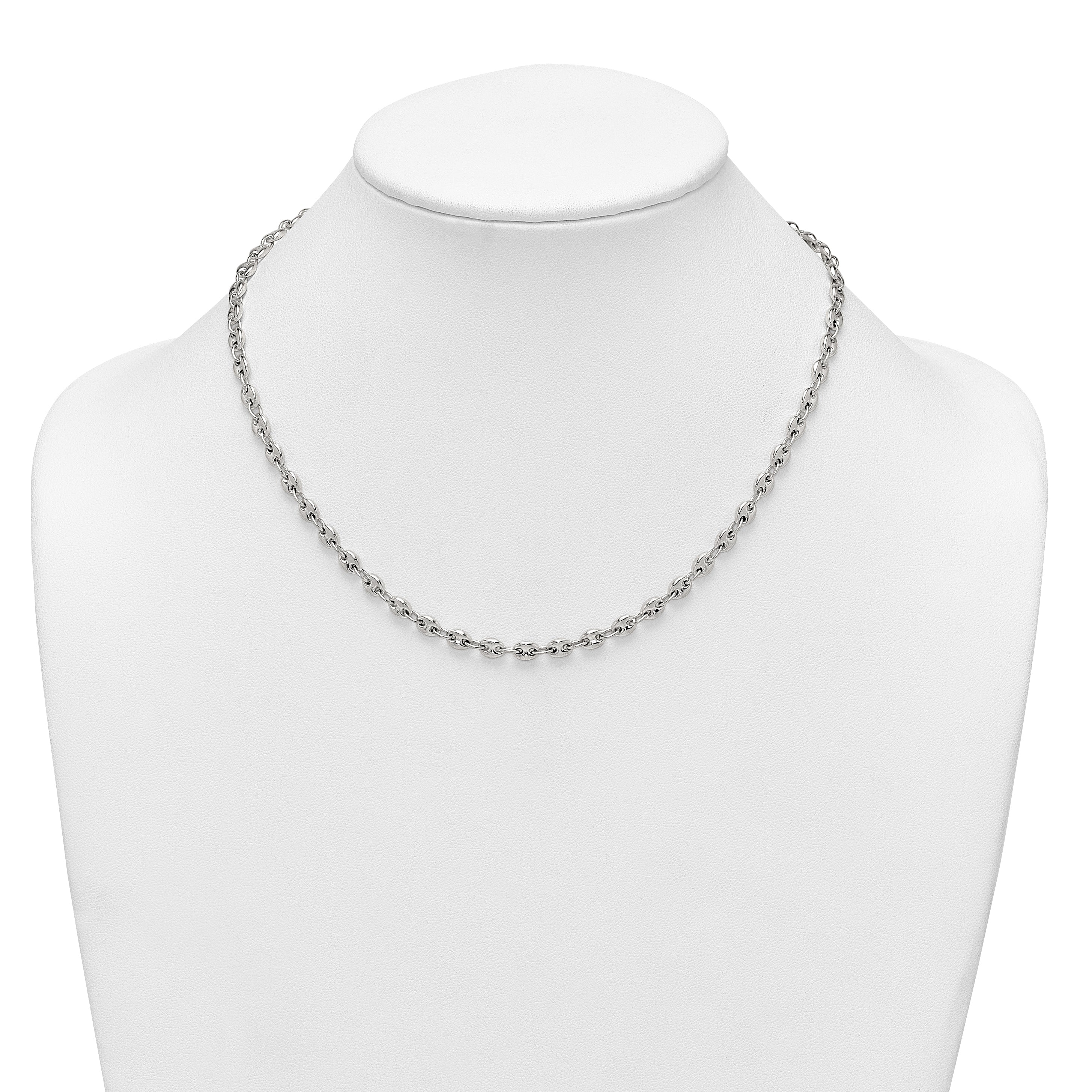 Sterling Silver Polished 4.8mm Puffed Mariner/Anchor Link 18 Inch Necklace