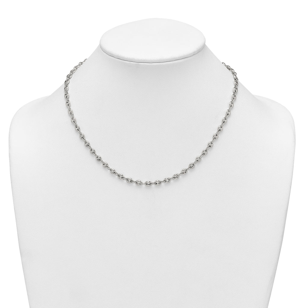 Sterling Silver Polished 4.8mm Puffed Mariner/Anchor Link 18 Inch Necklace