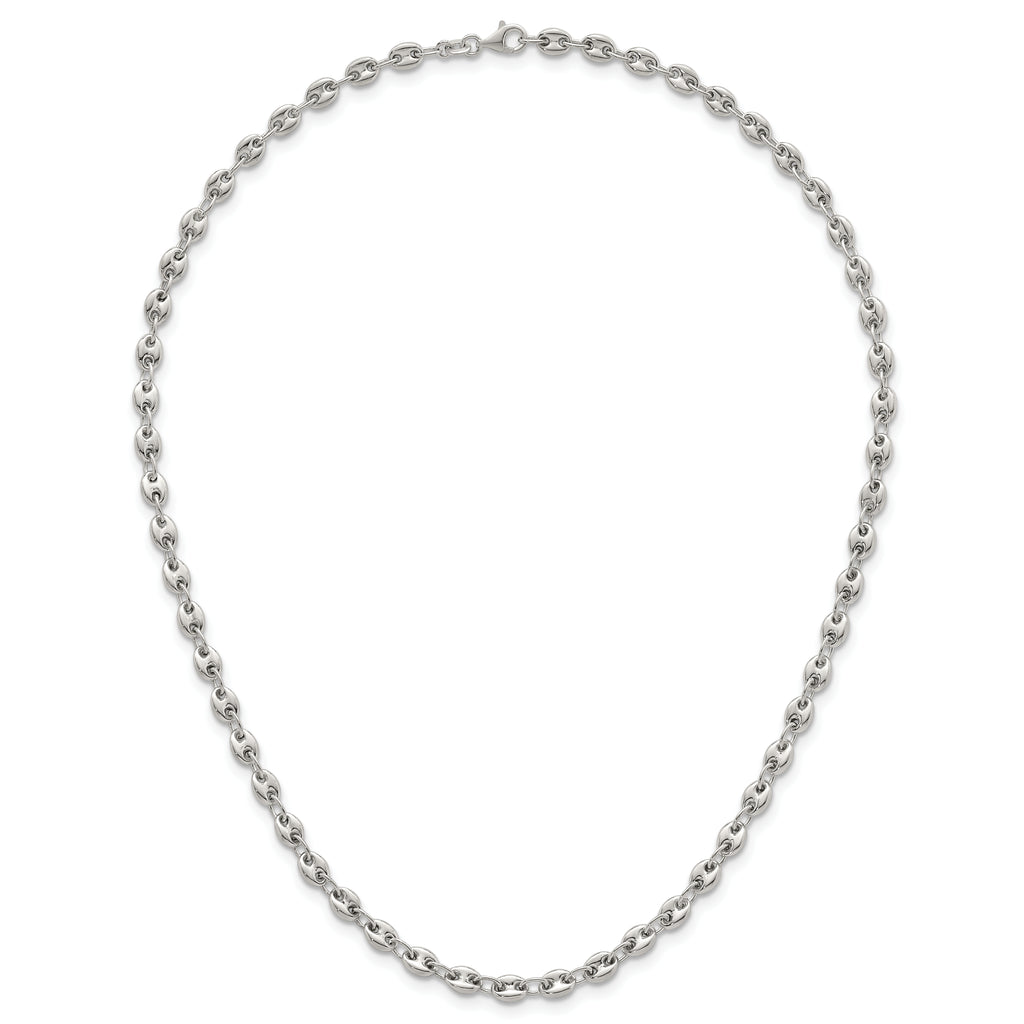 Sterling Silver Polished 4.8mm Puffed Mariner/Anchor Link 18 Inch Necklace