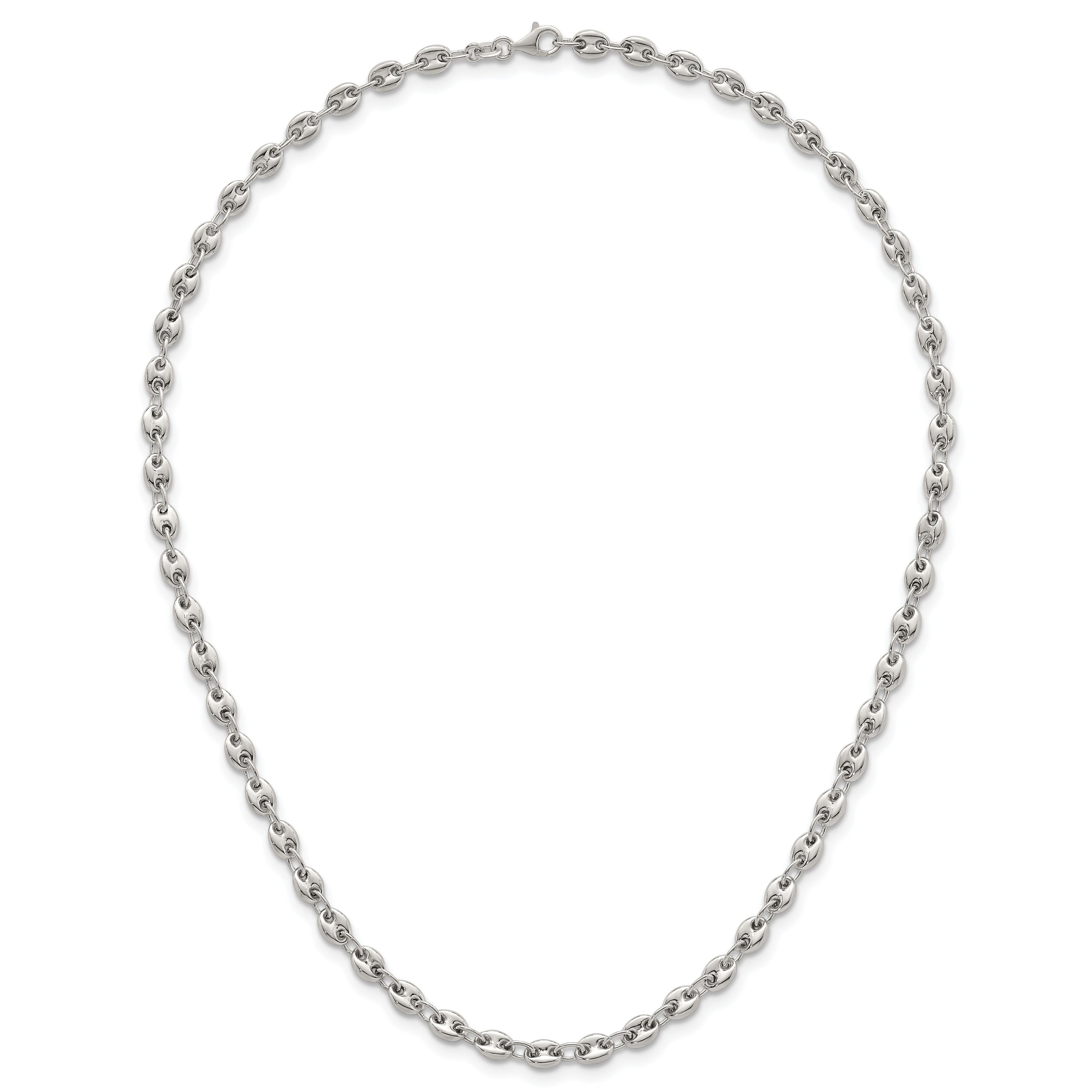 Sterling Silver Polished 4.8mm Puffed Mariner/Anchor Link 18 Inch Necklace