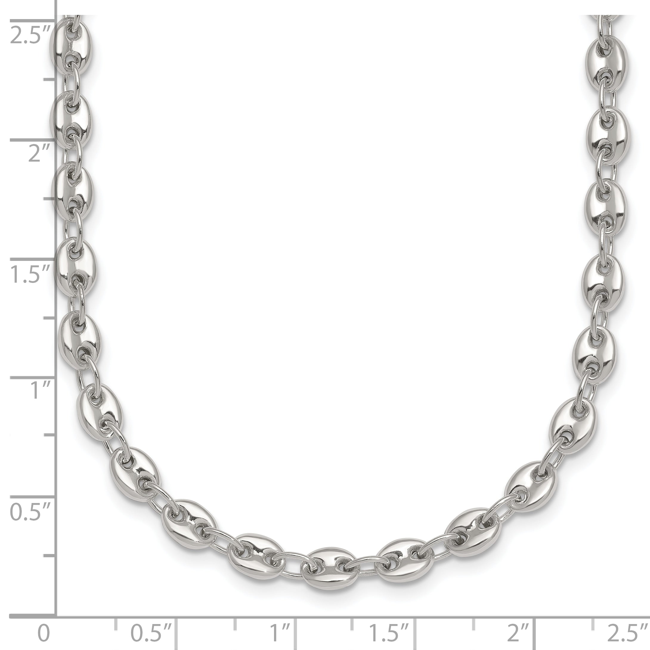 Sterling Silver Polished 4.8mm Puffed Mariner/Anchor Link 18 Inch Necklace