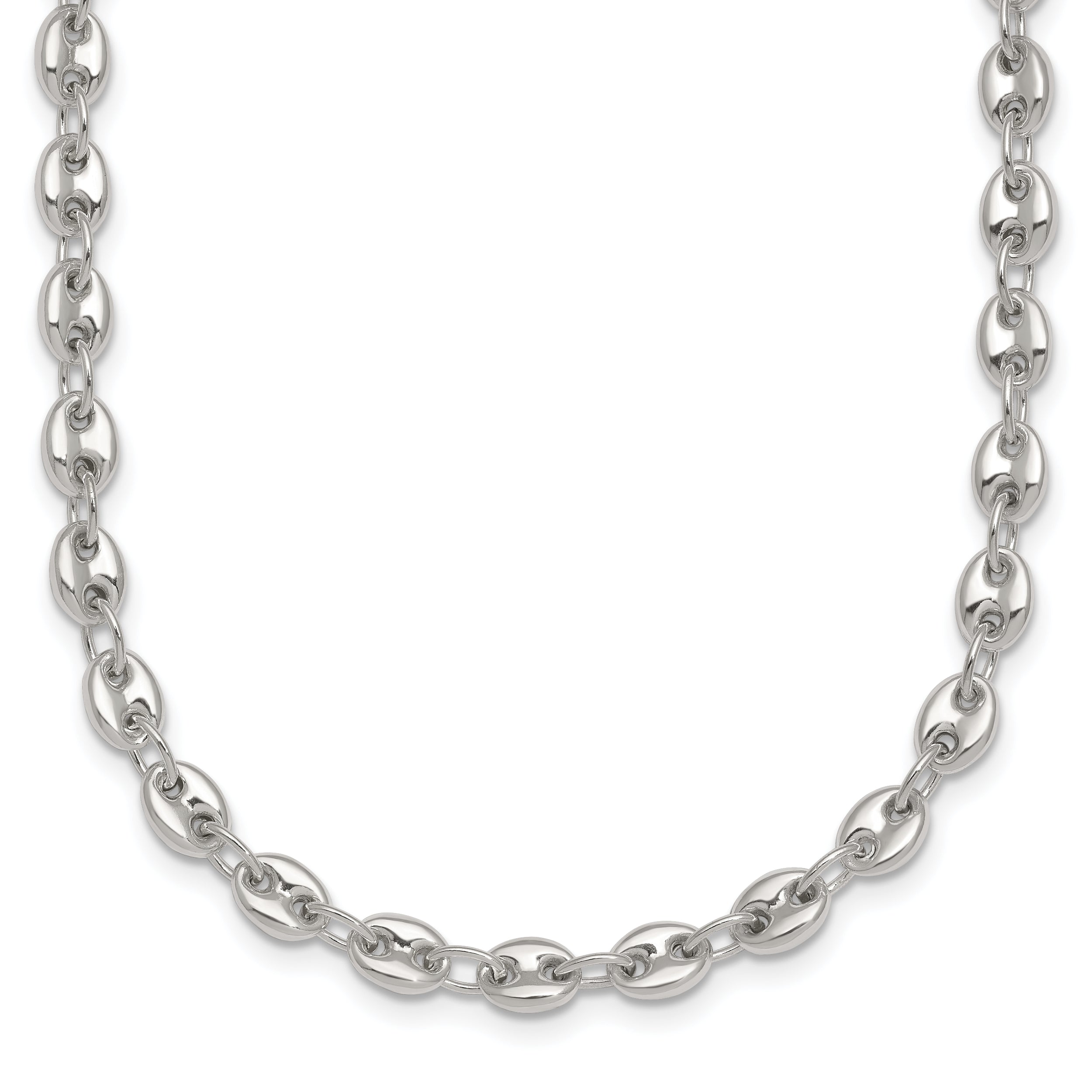 Sterling Silver Polished 4.8mm Puffed Mariner/Anchor Link 18 Inch Necklace