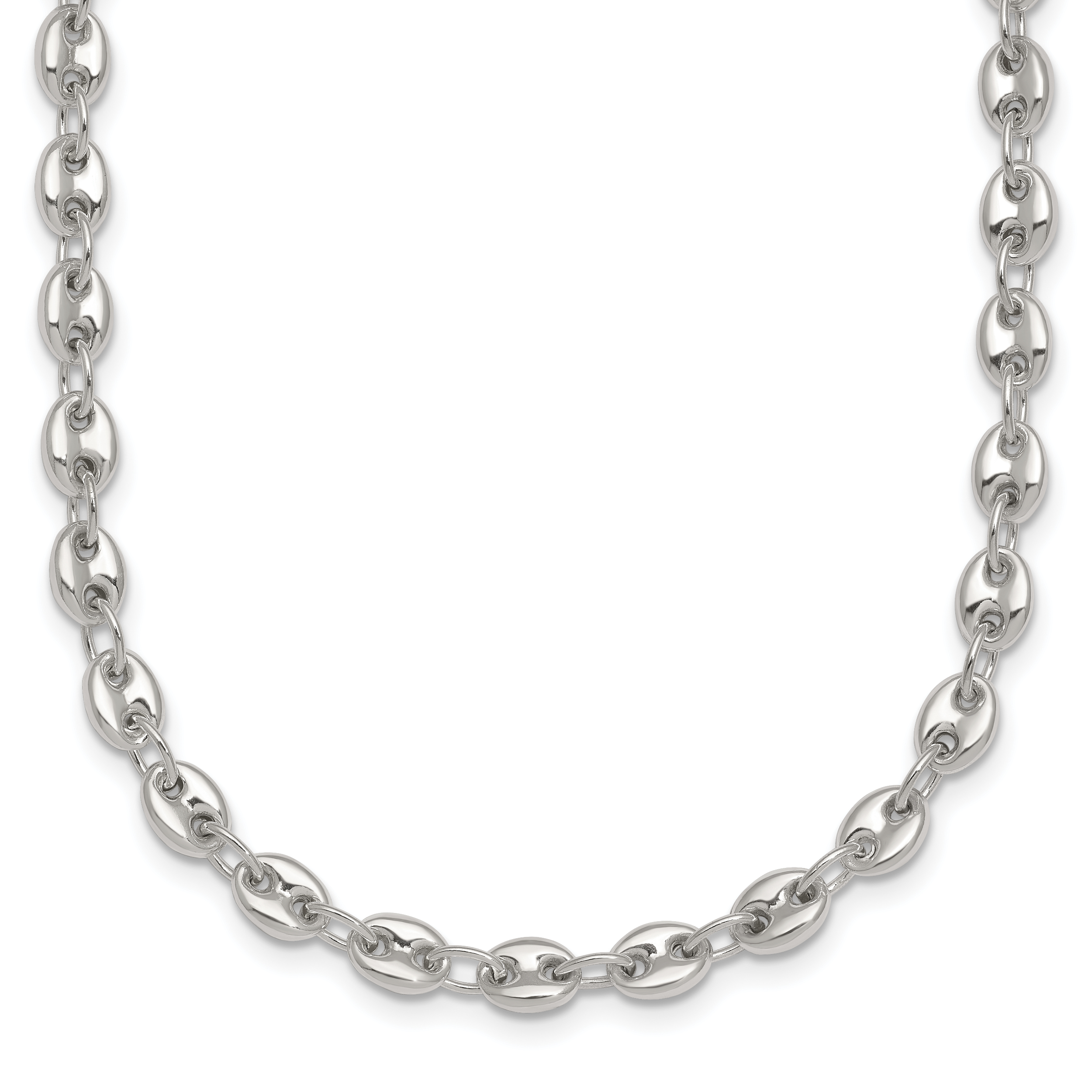 Sterling Silver Polished 4.8mm Puffed Mariner/Anchor Link 18 Inch Necklace