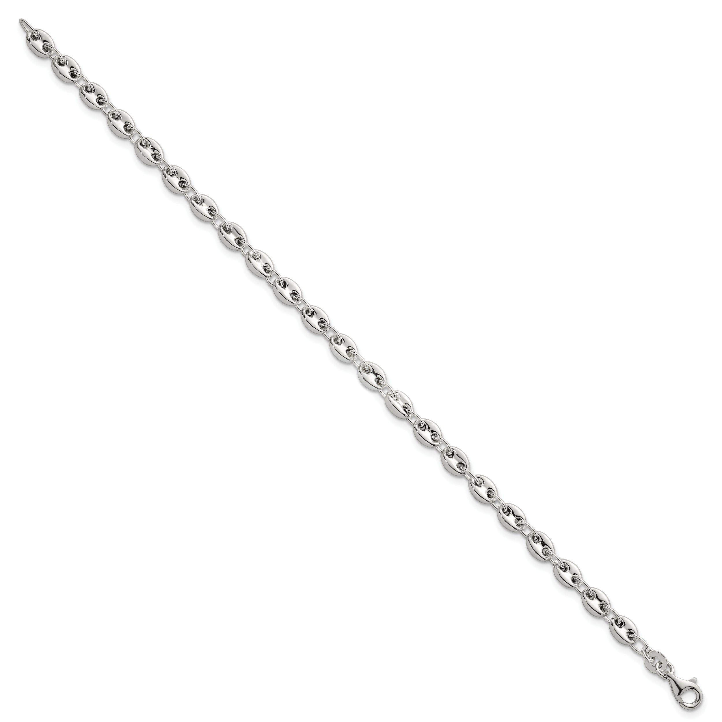 Sterling Silver Polished 4.8mm Puffed Mariner/Anchor Link 7.5 Inch Bracelet