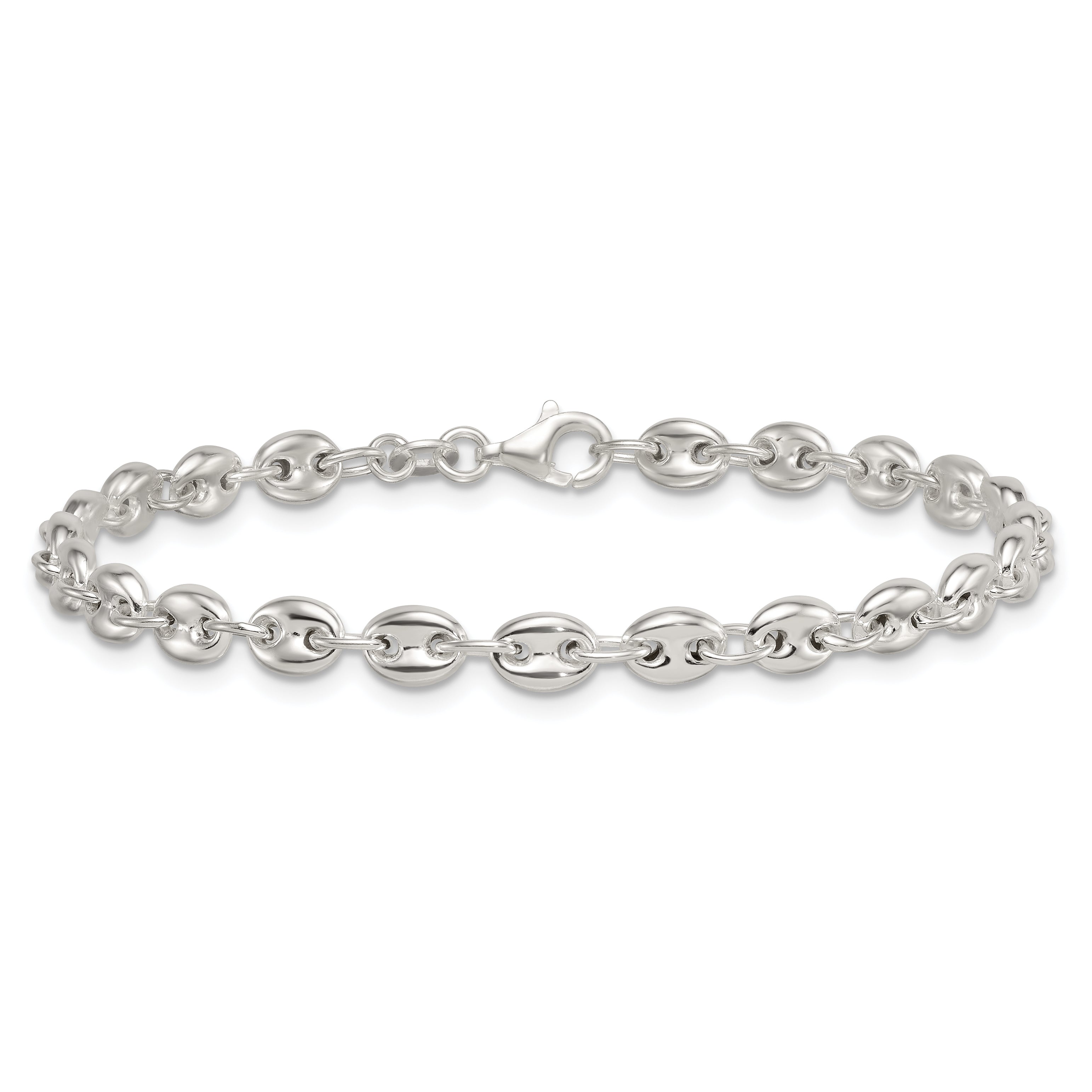 Sterling Silver Polished 4.8mm Puffed Mariner/Anchor Link 7.5 Inch Bracelet