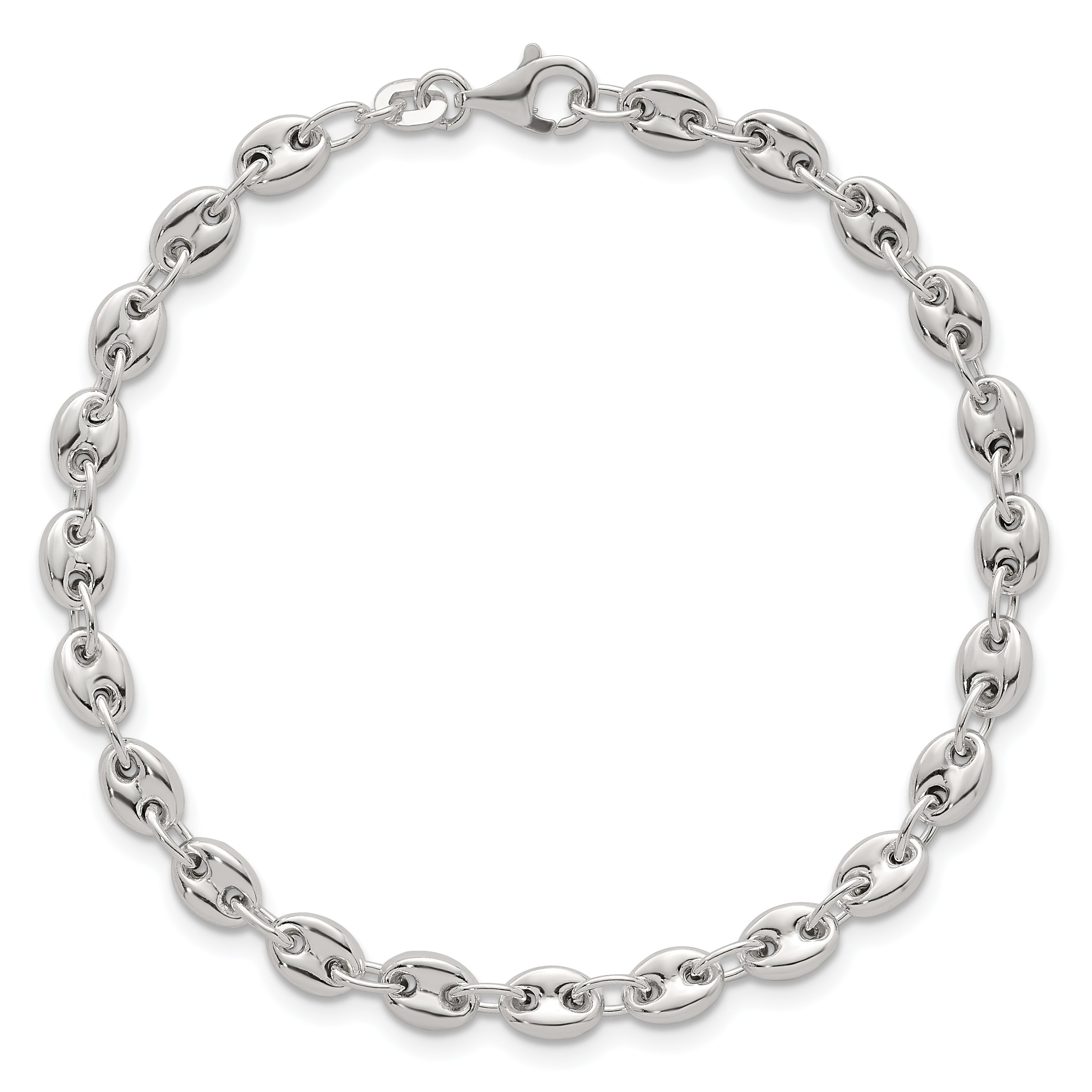 Sterling Silver Polished 4.8mm Puffed Mariner/Anchor Link 7.5 Inch Bracelet