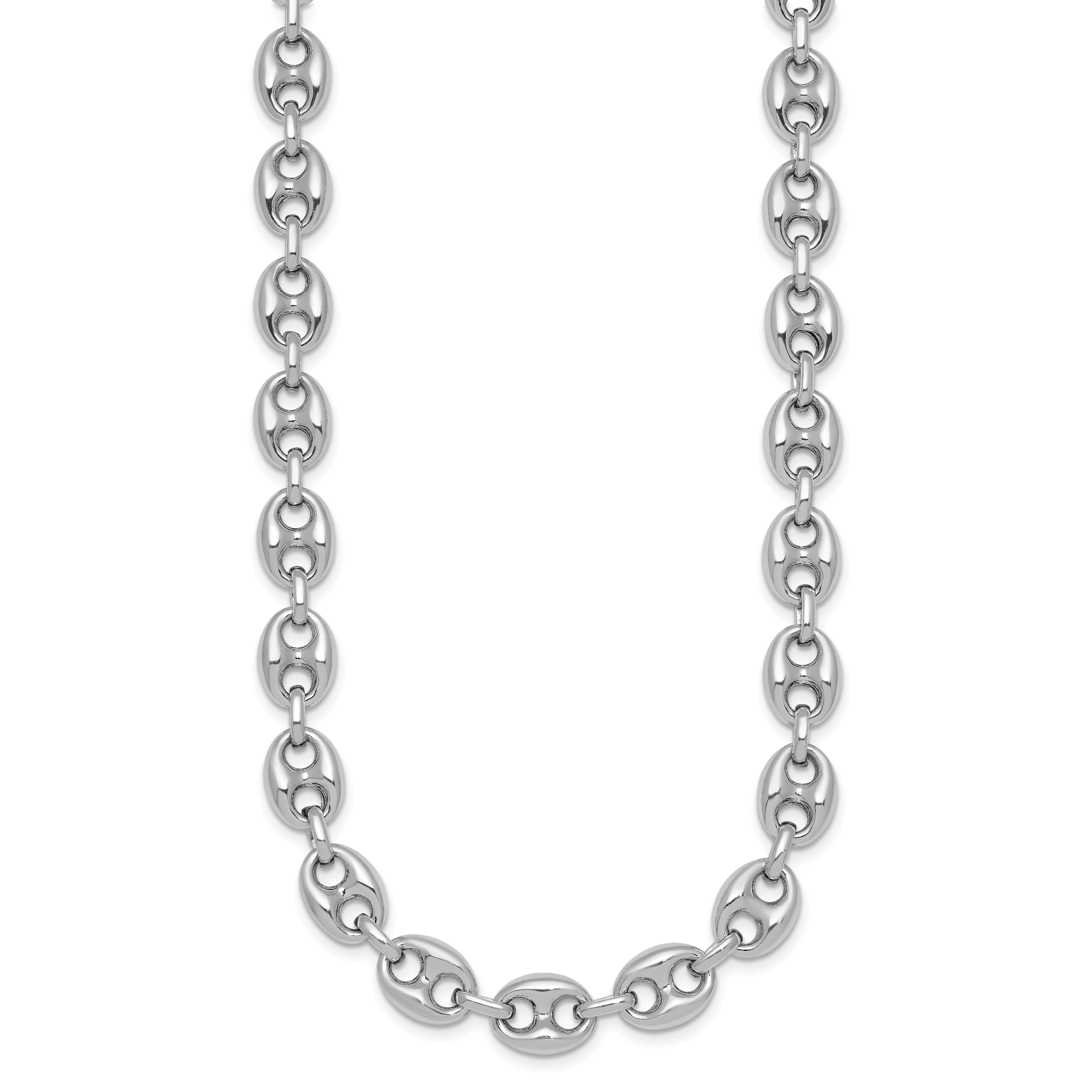 Sterling Silver Rhodium-plated Puffed Anchor/Mariner Link 18 inch Necklace Secondary image