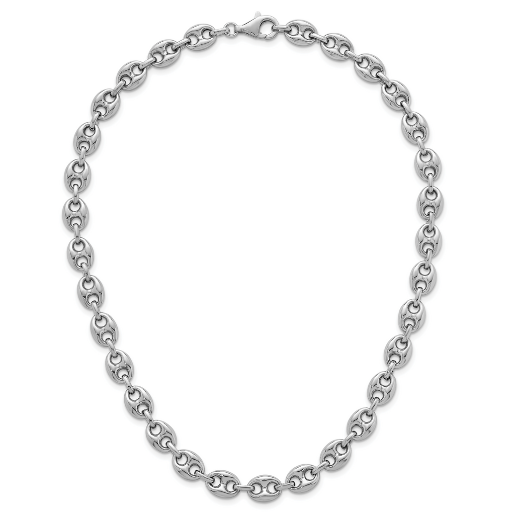Sterling Silver Rhodium-plated Puffed Anchor/Mariner Link 18 inch Necklace