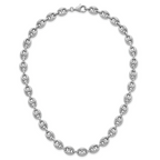 Sterling Silver Rhodium-plated Puffed Anchor/Mariner Link 18 inch Necklace