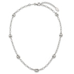 Sterling Silver Puffed Anchor/Mariner Link and Chain 7-Station 17 inch with 1.5 inch Extension Necklace