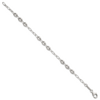 Sterling Silver Puffed Anchor/Mariner Link and Chain 8 inch Bracelet