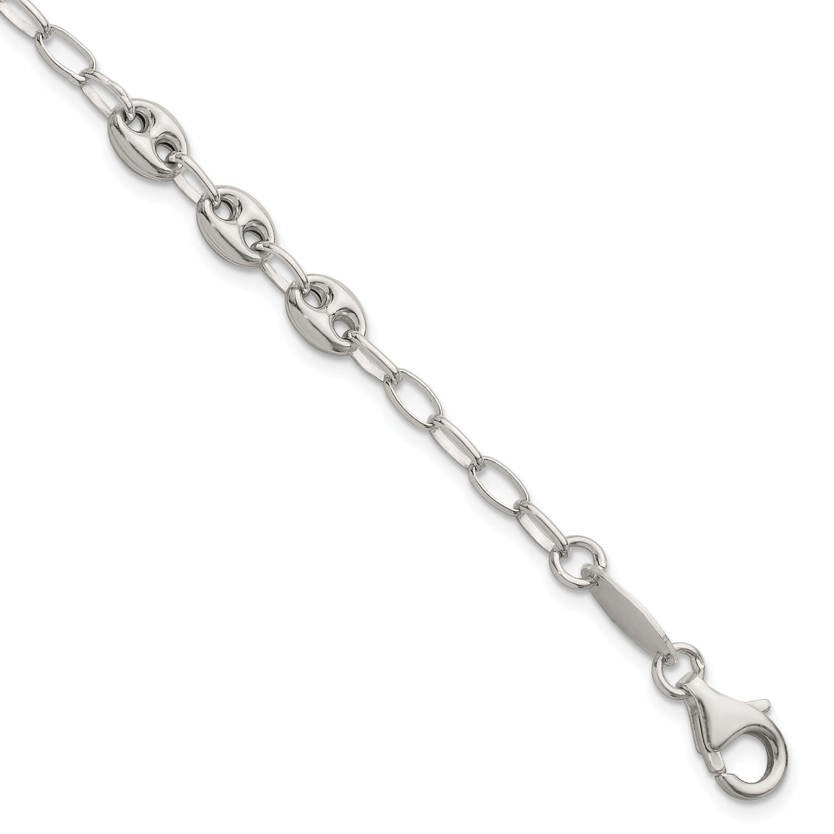 Puffed Anchor/Mariner Link Bracelet in Sterling Silver, 6.1mm, 8 Inch - Sophia Jewelers Main image