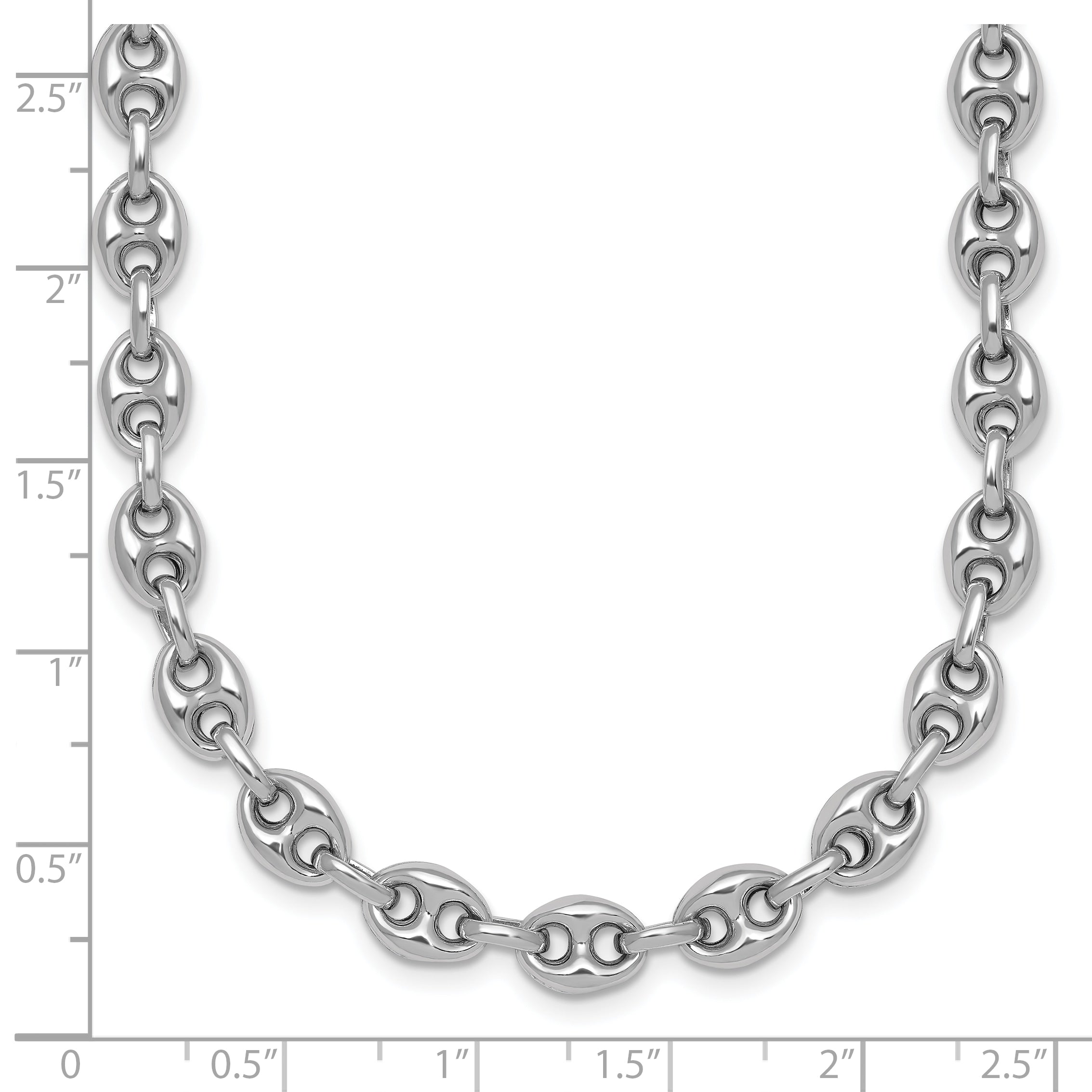Sterling Silver Rhodium-plated Puffed Anchor/Mariner Link 18 inch Necklace