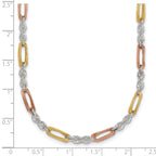 Sterling Silver Rose-tone and Gold-tone Polished 4.0mm Figaro Rope 18 Inch Necklace