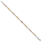 Sterling Silver Rose-tone and Gold-tone Polished 4.0mm Figaro Rope 7.5 Inch Bracelet