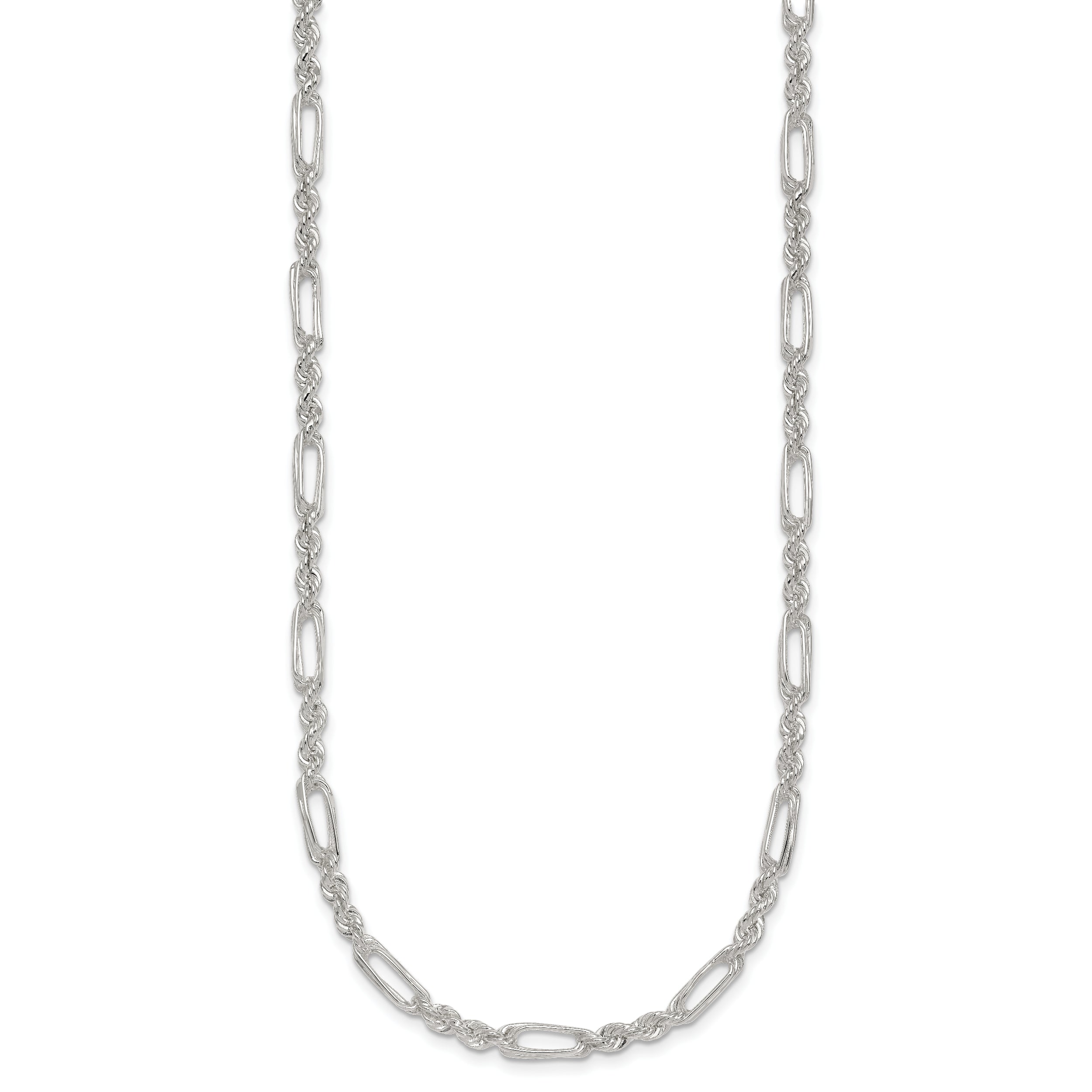 Sterling Silver Polished 4.0mm Figaro Rope 18 Inch Necklace