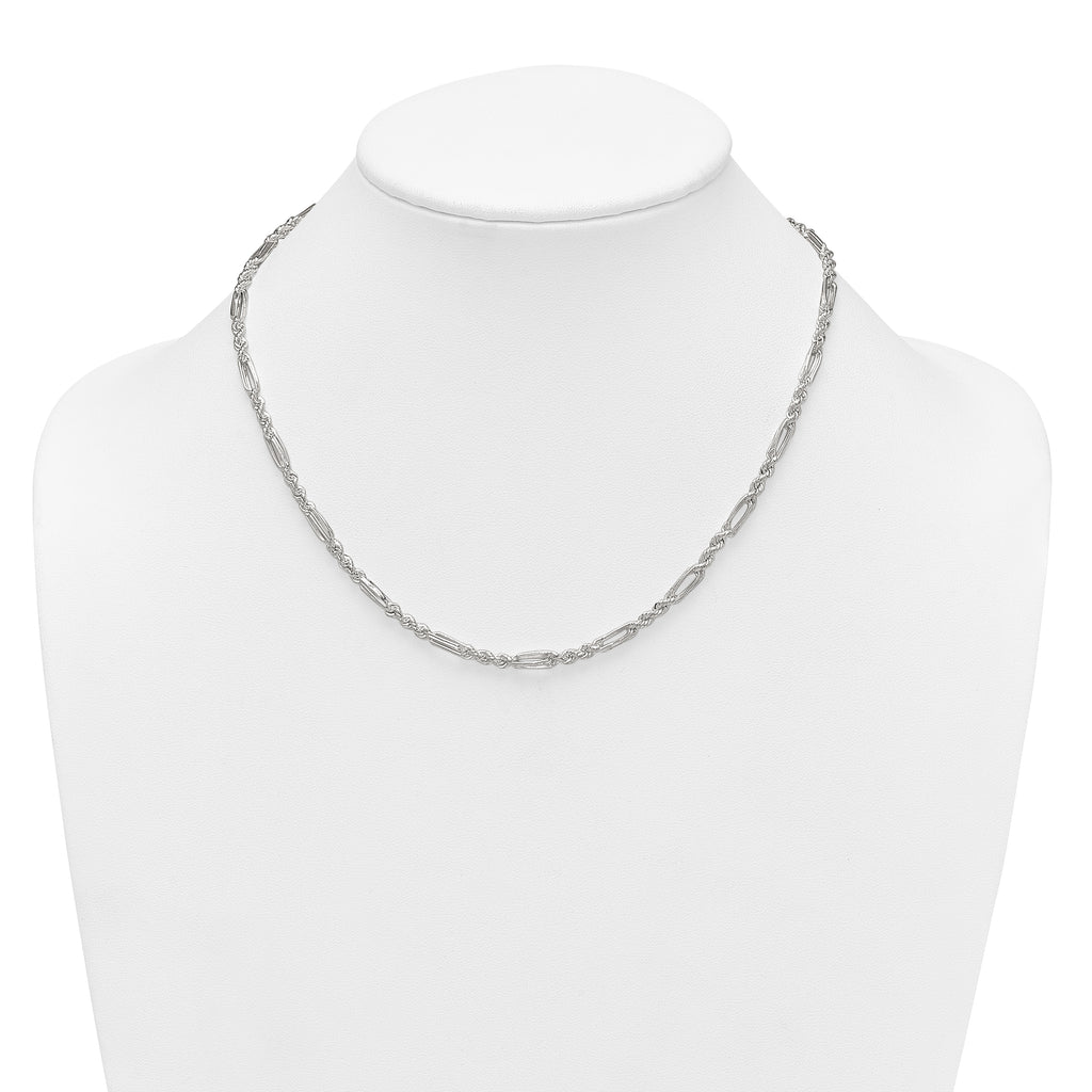 Sterling Silver Polished 4.0mm Figaro Rope 18 Inch Necklace