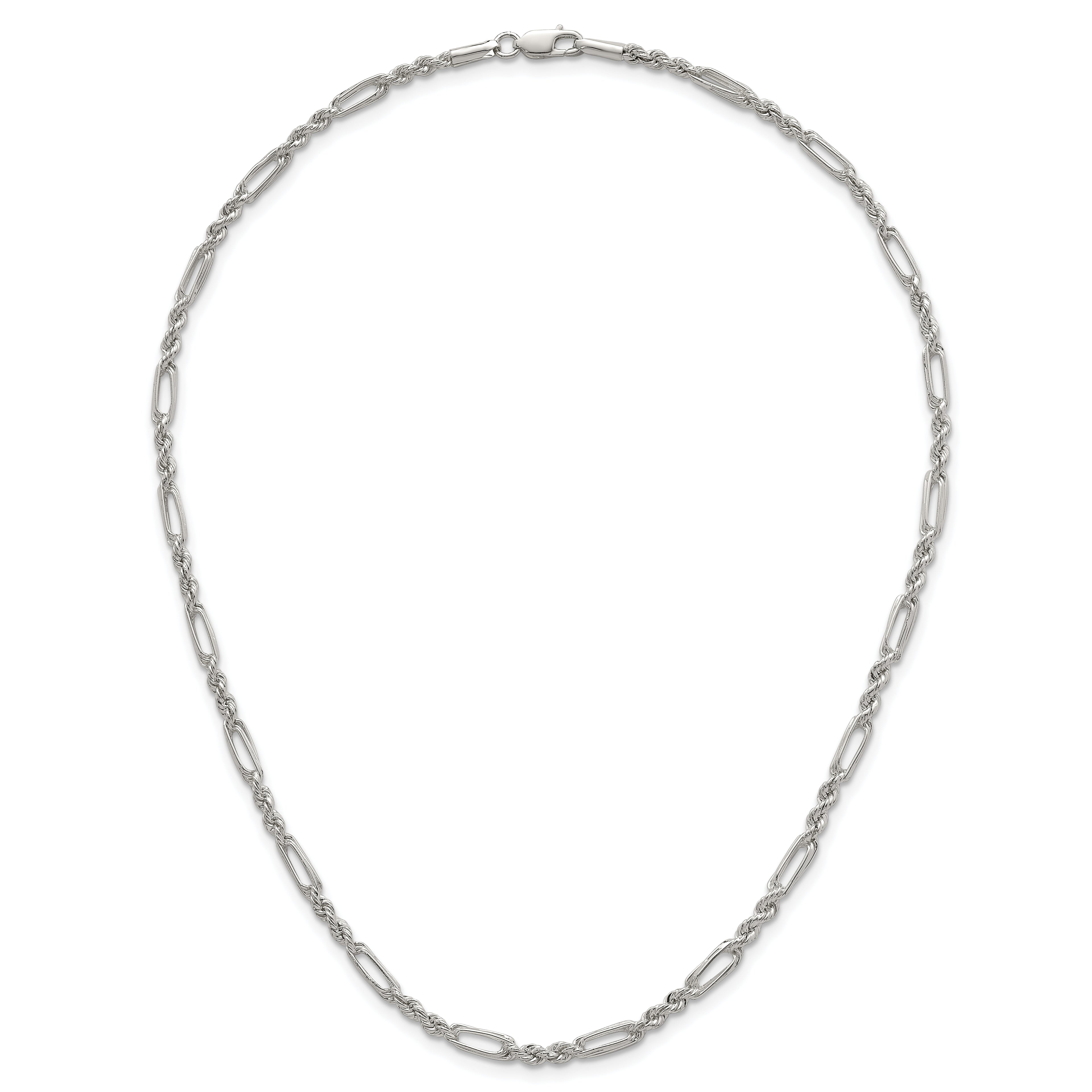 Sterling Silver Polished 4.0mm Figaro Rope 18 Inch Necklace