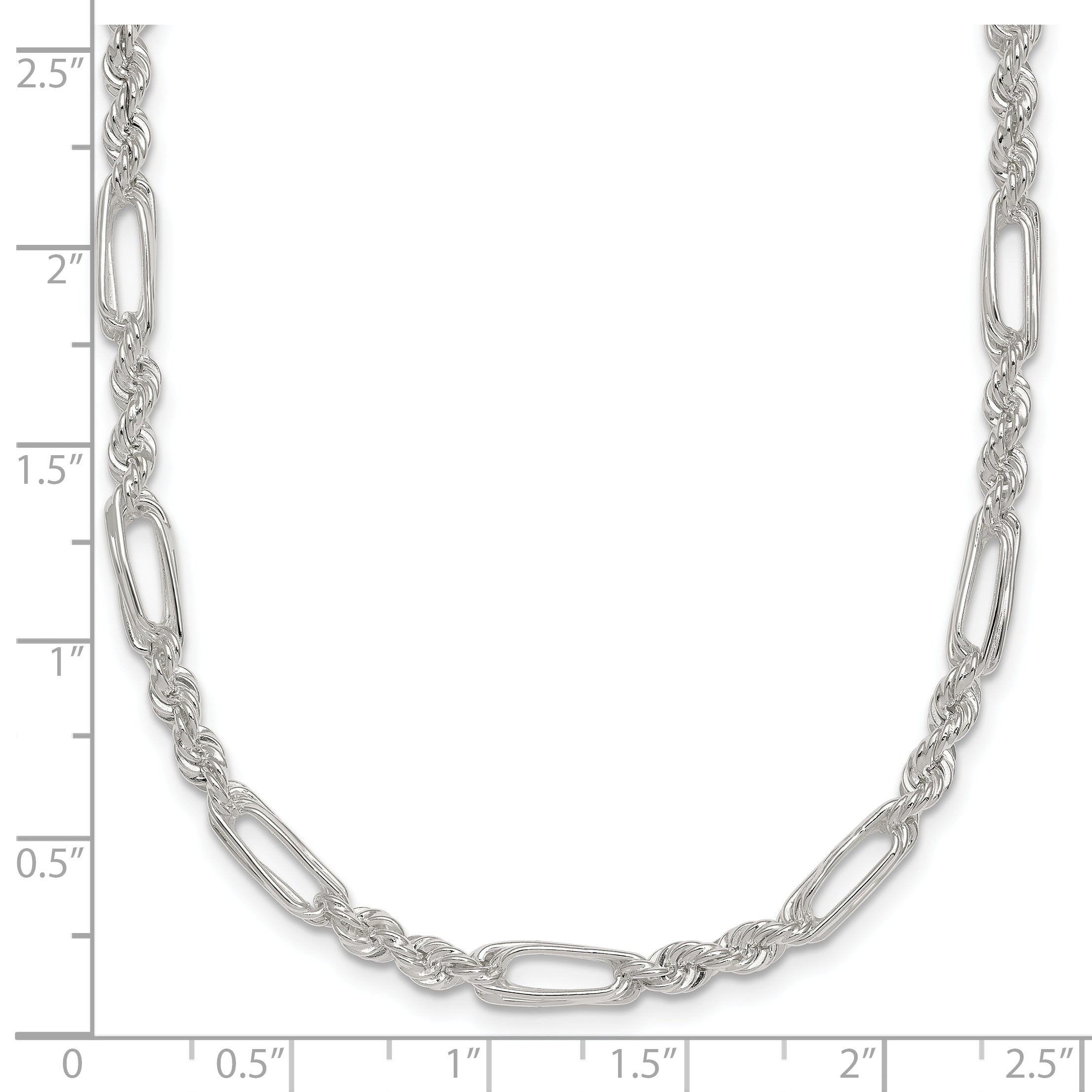 Sterling Silver Polished 4.0mm Figaro Rope 18 Inch Necklace