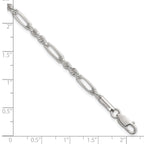 Sterling Silver Polished 4.0mm Figaro Rope 7.5 Inch Bracelet
