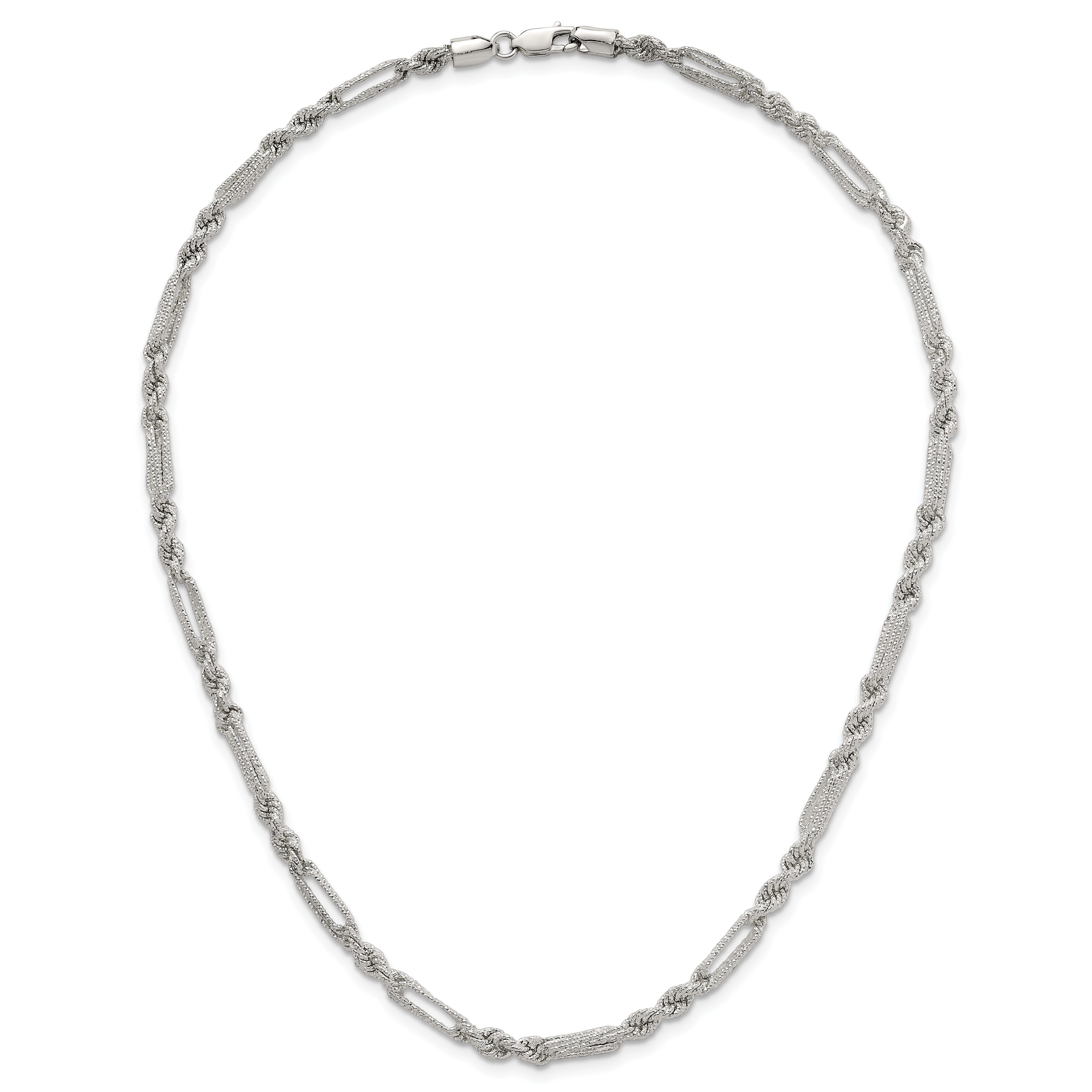 Sterling Silver Polished Textured 4.5mm Figaro Rope 18 inch Necklace
