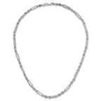 Sterling Silver Polished Textured 4.5mm Figaro Rope 18 inch Necklace