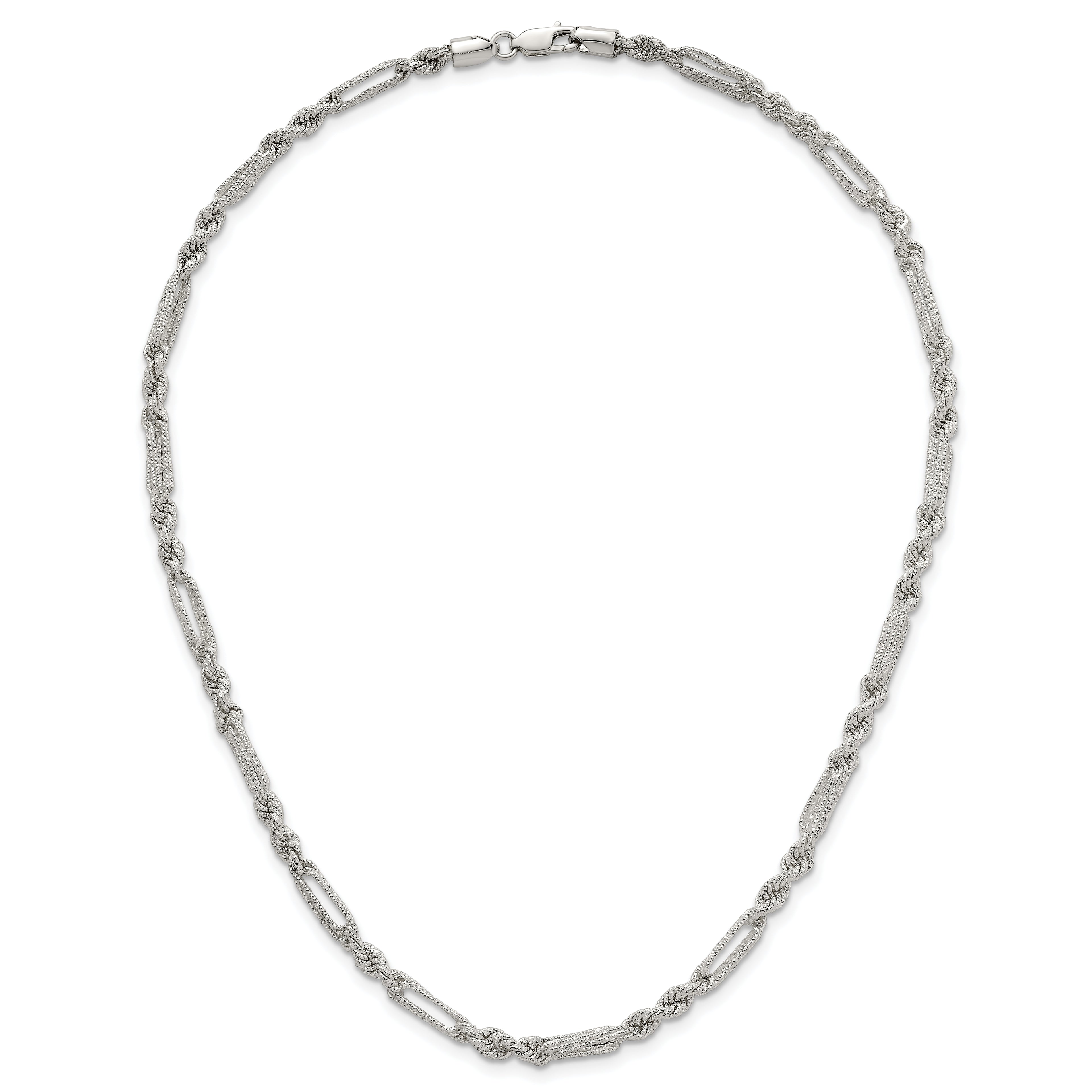 Sterling Silver Polished Textured 4.5mm Figaro Rope 18 inch Necklace