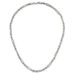 Sterling Silver Polished Textured 4.5mm Figaro Rope 18 inch Necklace