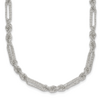 Sterling Silver Polished Textured 4.5mm Figaro Rope 18 inch Necklace