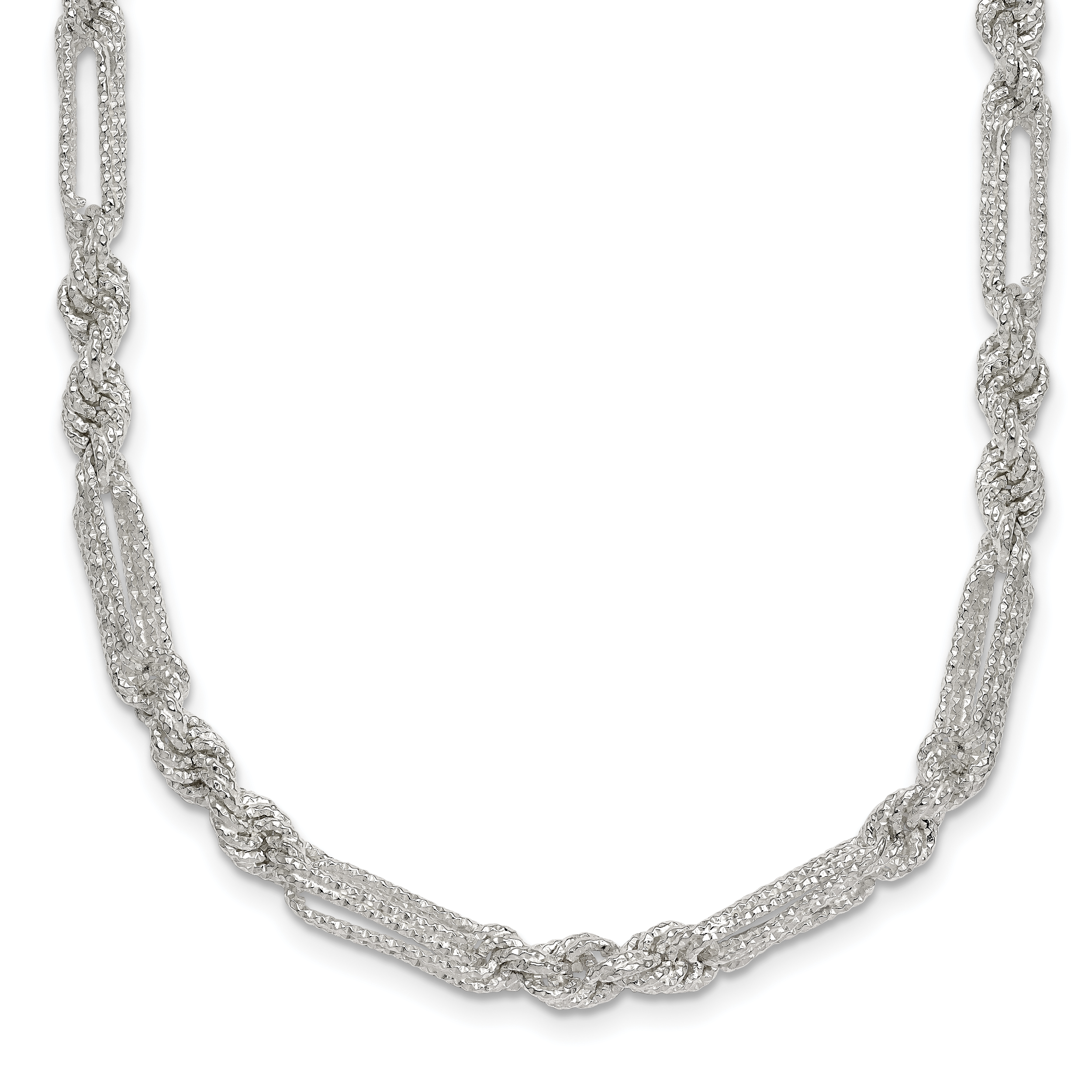 Sterling Silver Polished Textured 4.5mm Figaro Rope 18 inch Necklace