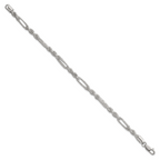 Sterling Silver Polished Textured 4.5mm Figaro Rope 7.5 inch Bracelet
