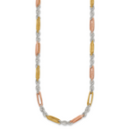Sterling Silver Rose-tone and Gold-tone Polished 4.5mm Figaro Rope 18 Inch Necklace