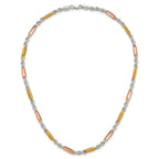 Sterling Silver Rose-tone and Gold-tone Polished 4.5mm Figaro Rope 18 Inch Necklace