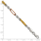 Sterling Silver Rose-tone and Gold-tone Polished 4.5mm Figaro Rope 7.5 Inch Bracelet