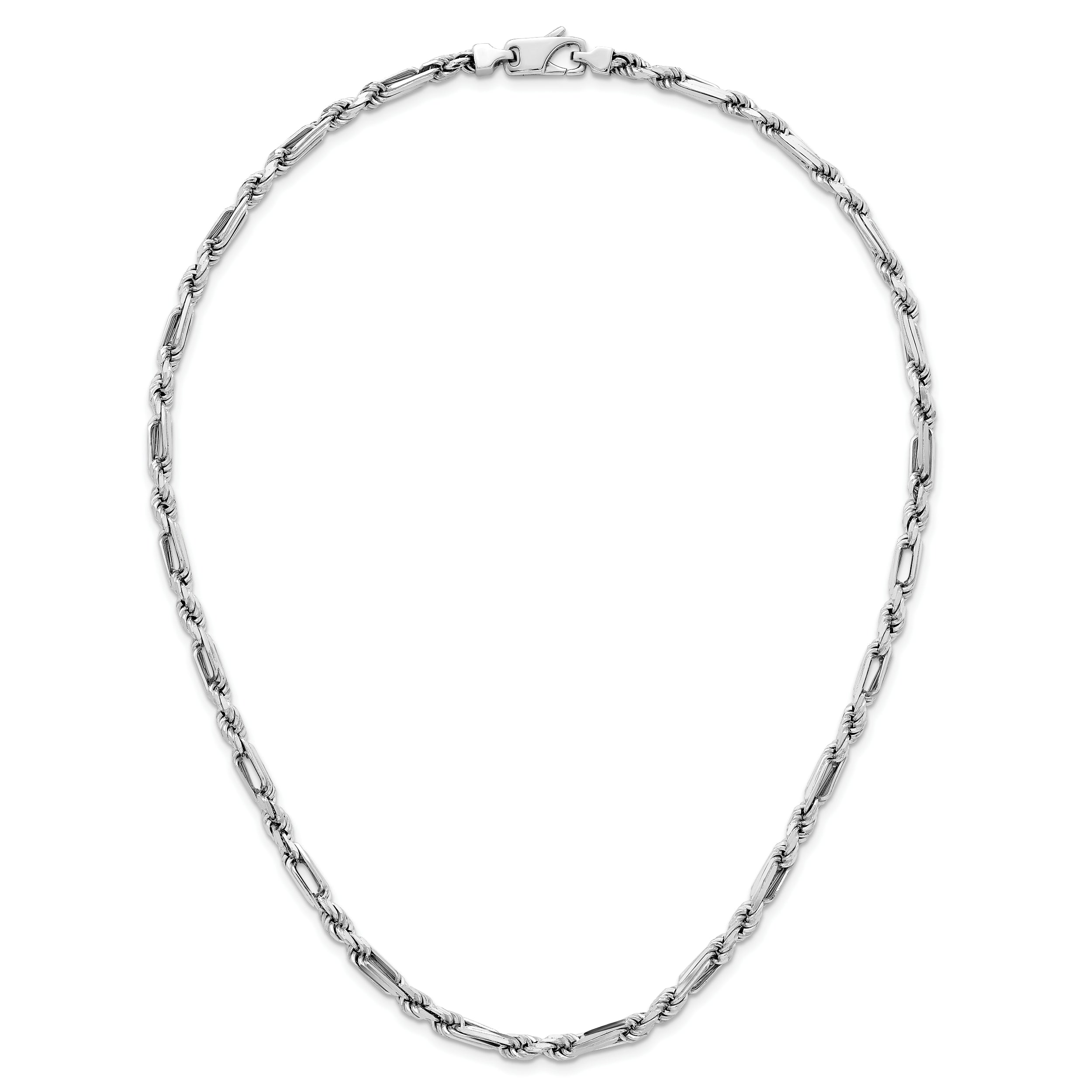 Sterling Silver Rhodium-plated Polished 4.75mm Figaro Rope Chain 19.75 inch Necklace