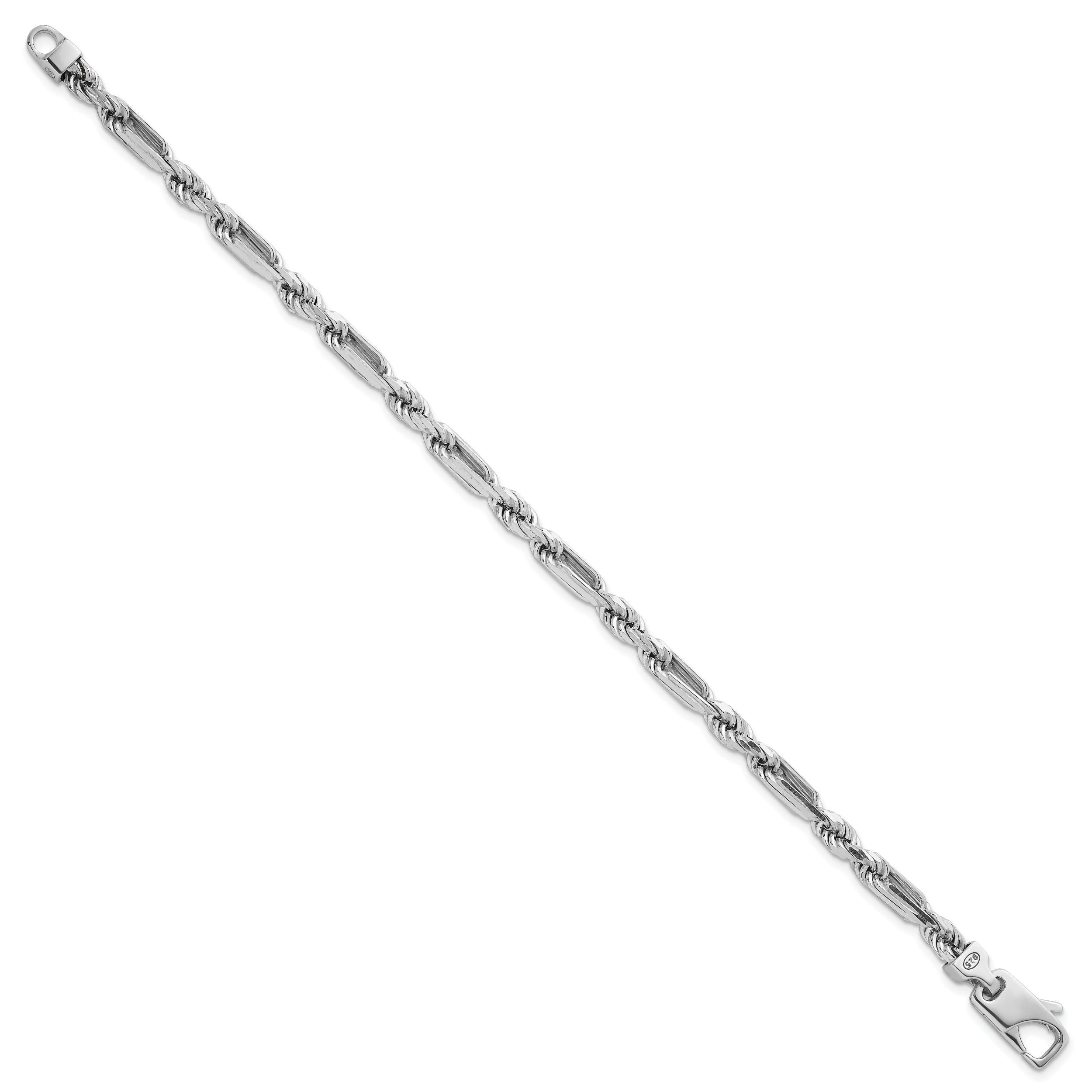 Sterling Silver Rhodium-plated Polished 4.75mm Figaro Rope Chain 8 inch Bracelet Secondary image