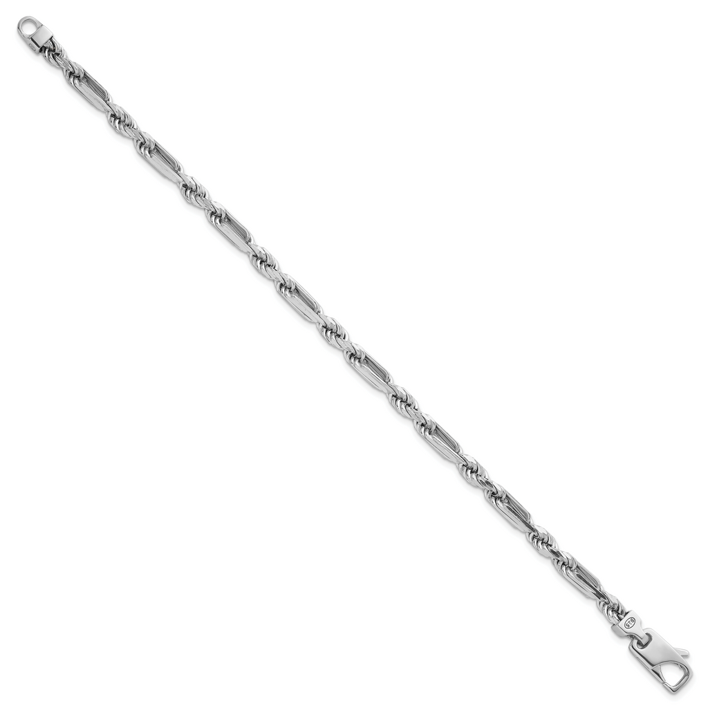 Sterling Silver Rhodium-plated Polished 4.75mm Figaro Rope Chain 8 inch Bracelet
