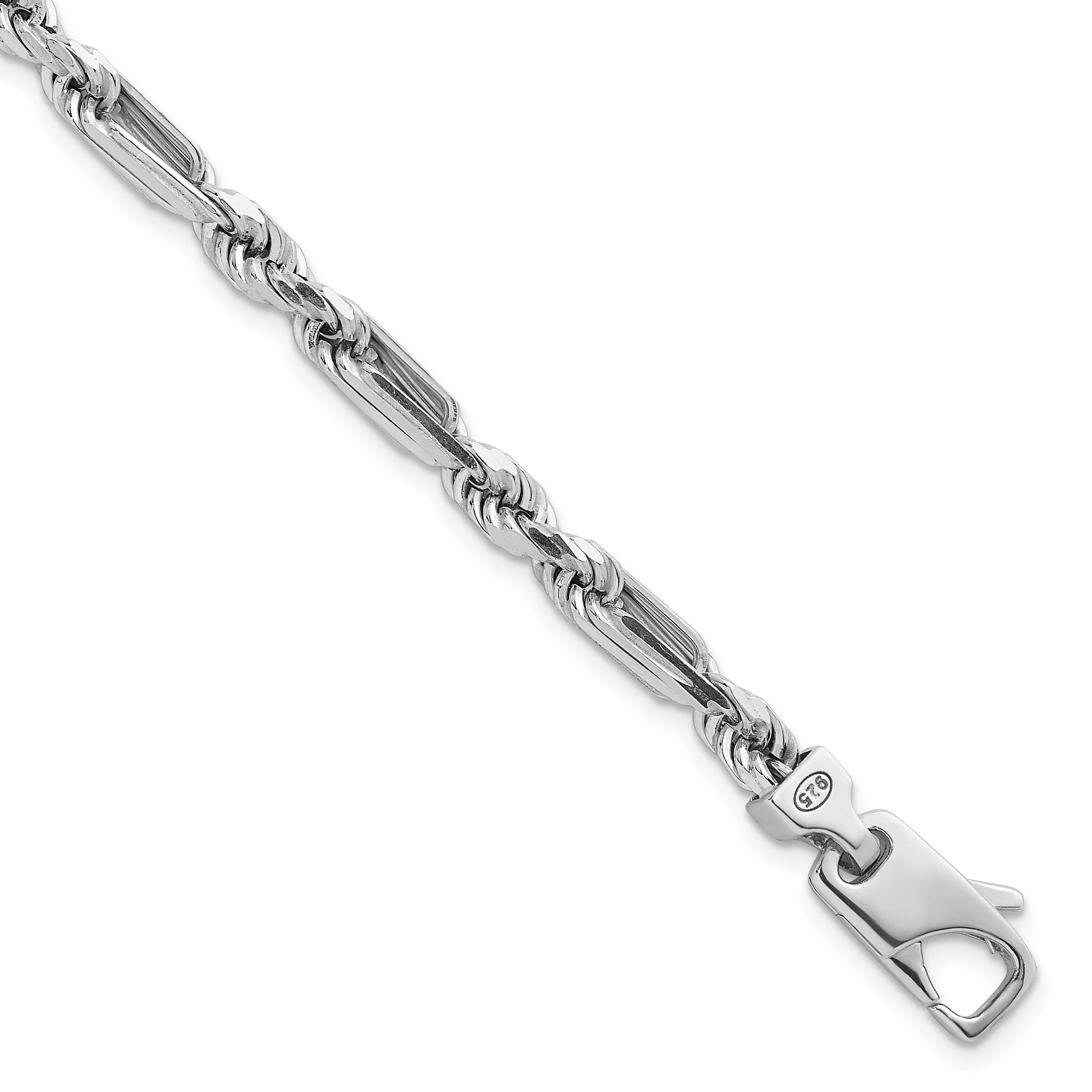 Sterling Silver Rhodium-plated Polished 4.75mm Figaro Rope Chain 8 inch Bracelet Main image
