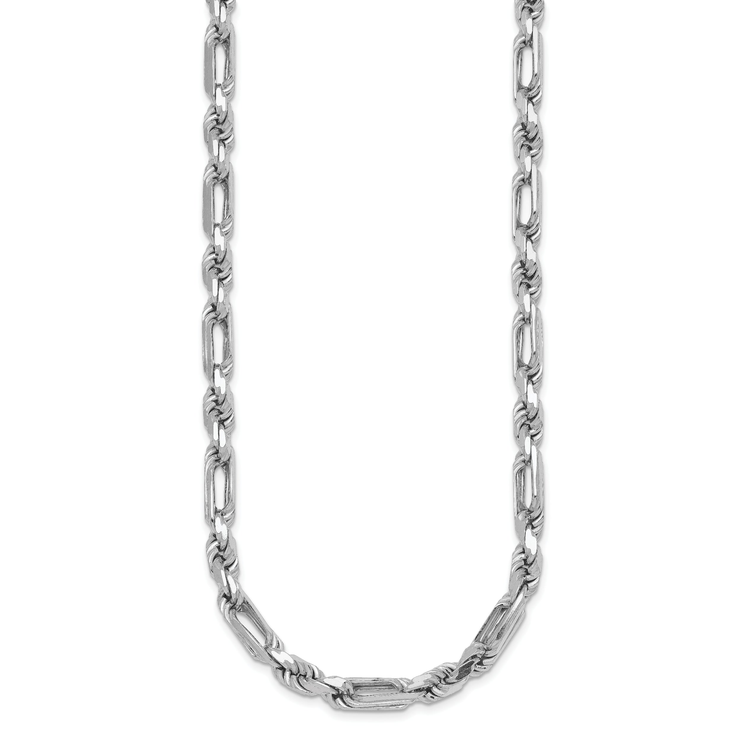 Sterling Silver Rhodium-plated Polished 5.5mm Figaro Rope Chain 20 inch Necklace
