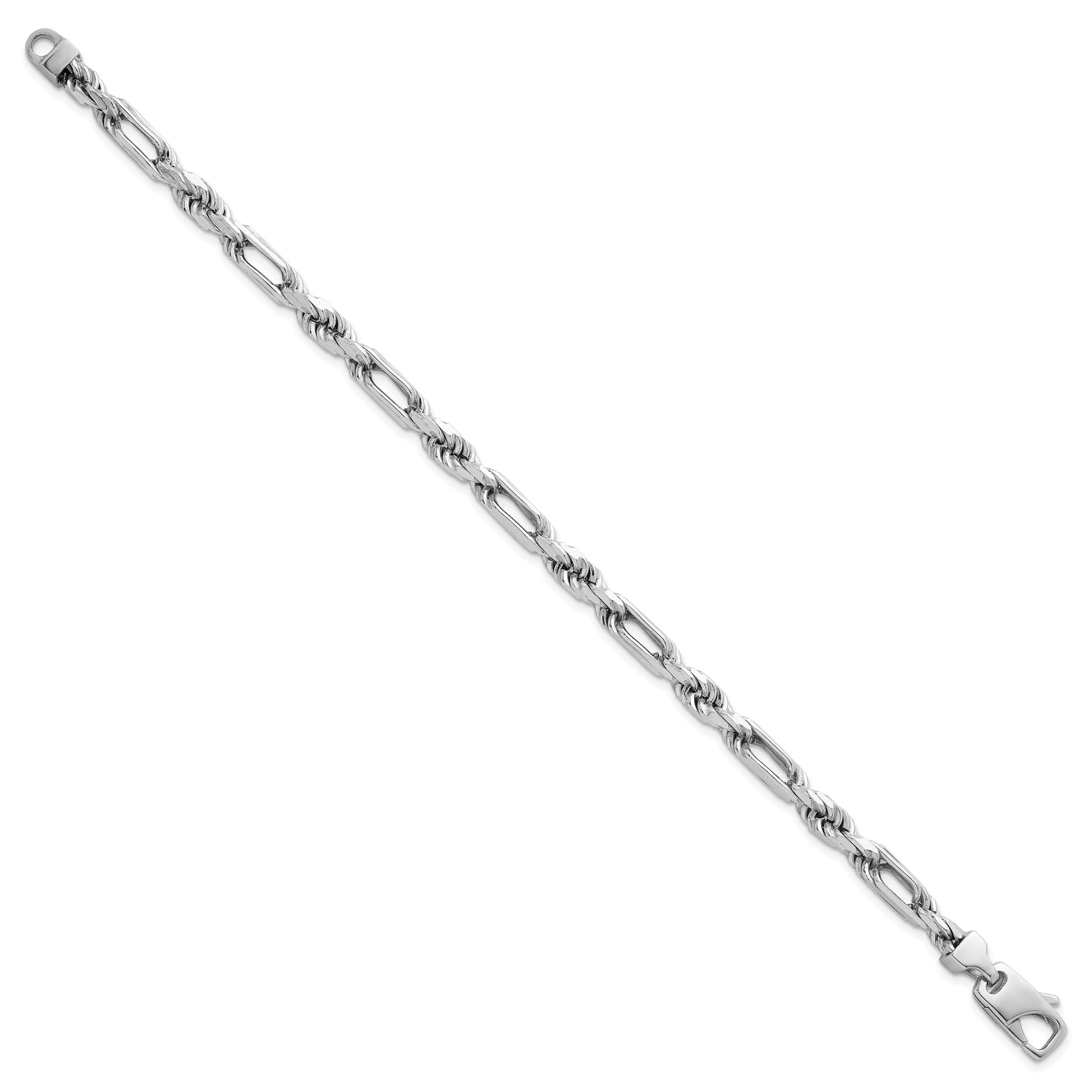Sterling Silver Rhodium-plated Polished 5.5mm Figaro Rope Chain 8 inch Bracelet