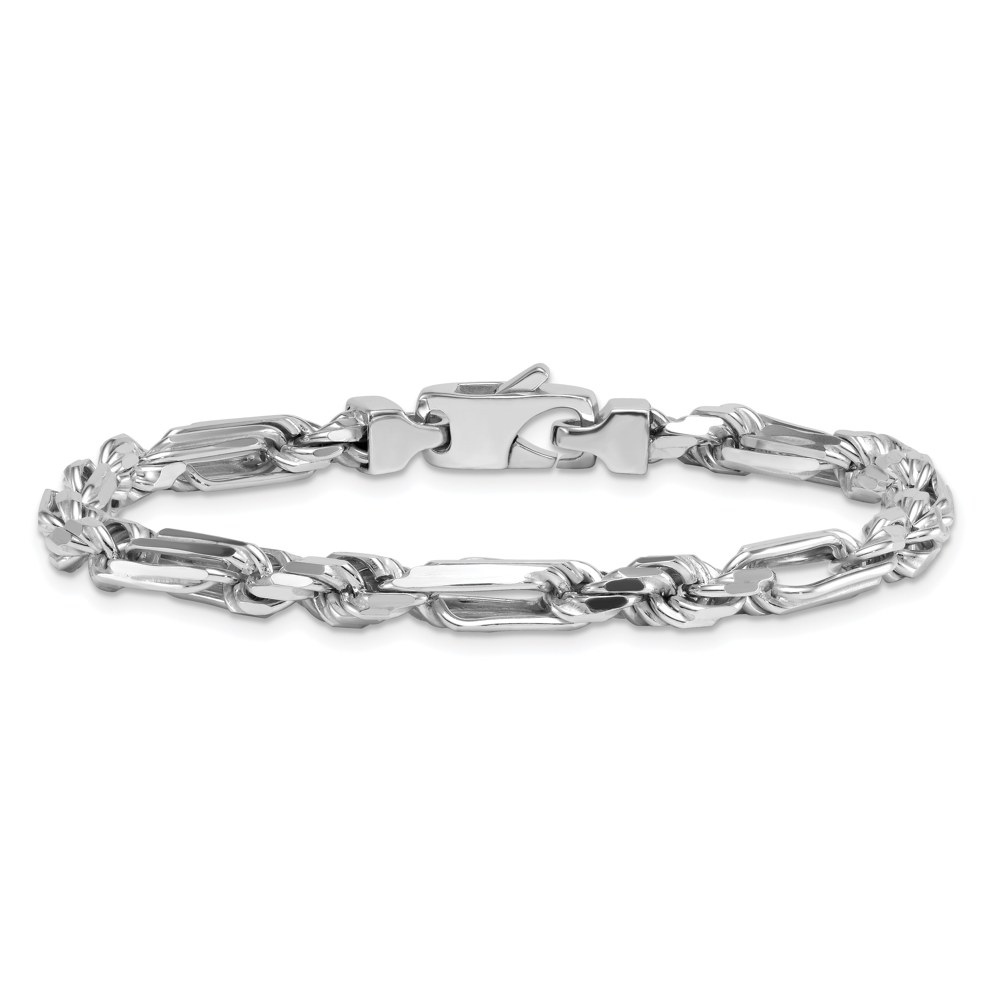 Sterling Silver Rhodium-plated Polished 5.5mm Figaro Rope Chain 8 inch Bracelet