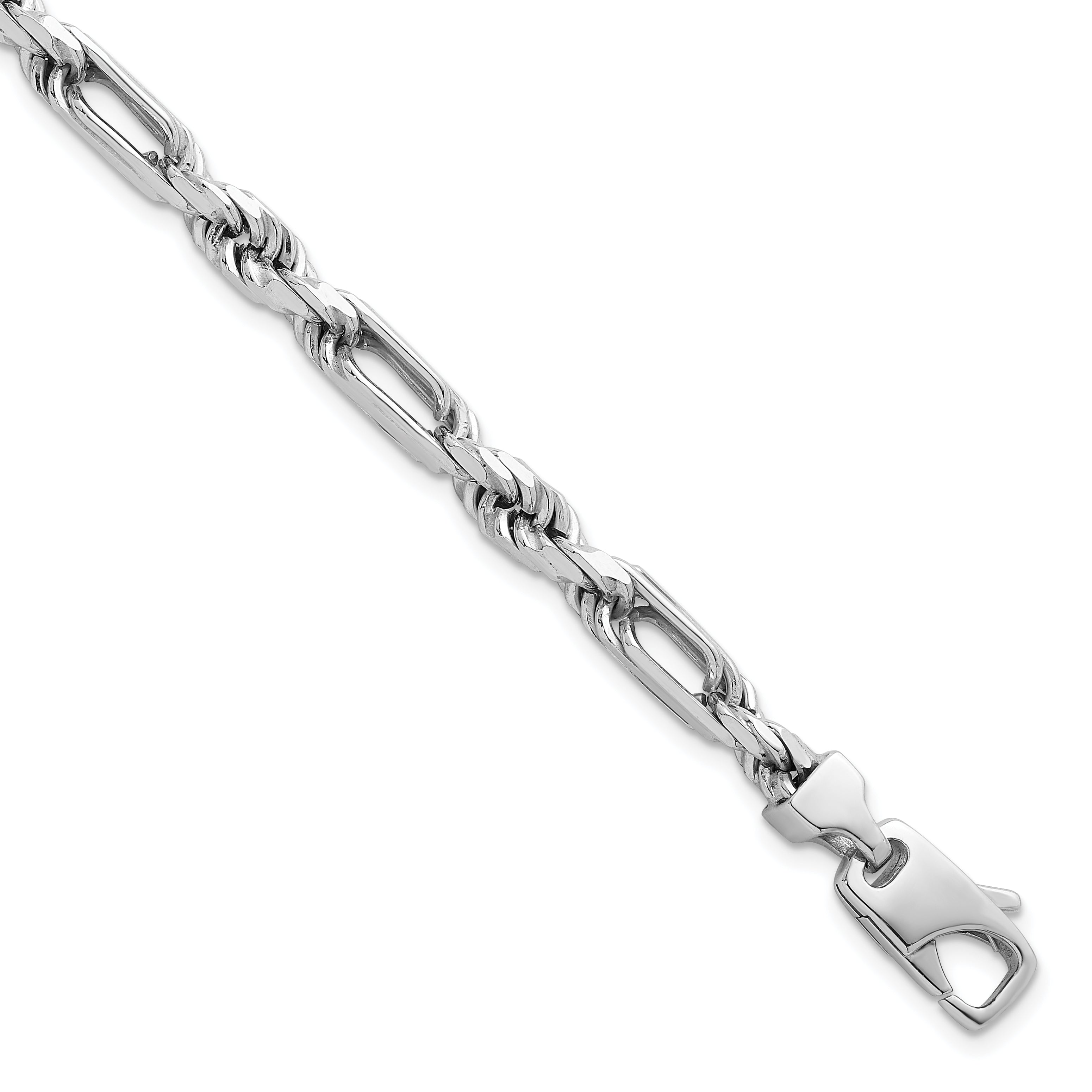 Sterling Silver Rhodium-plated Polished 5.5mm Figaro Rope Chain 8 inch Bracelet Main image