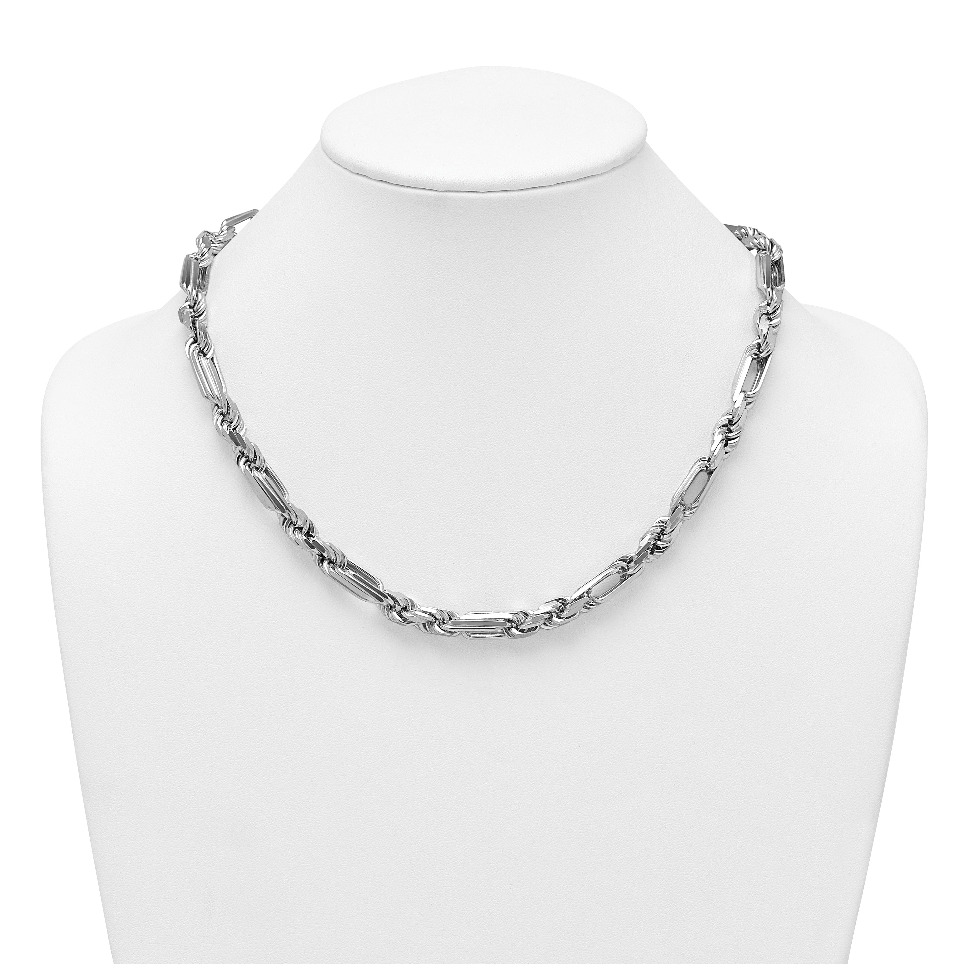 Sterling Silver Rhodium-plated Polished 8.00mm Figaro Rope Chain 20 inch Necklace