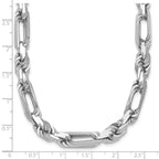 Sterling Silver Rhodium-plated Polished 8.00mm Figaro Rope Chain 20 inch Necklace