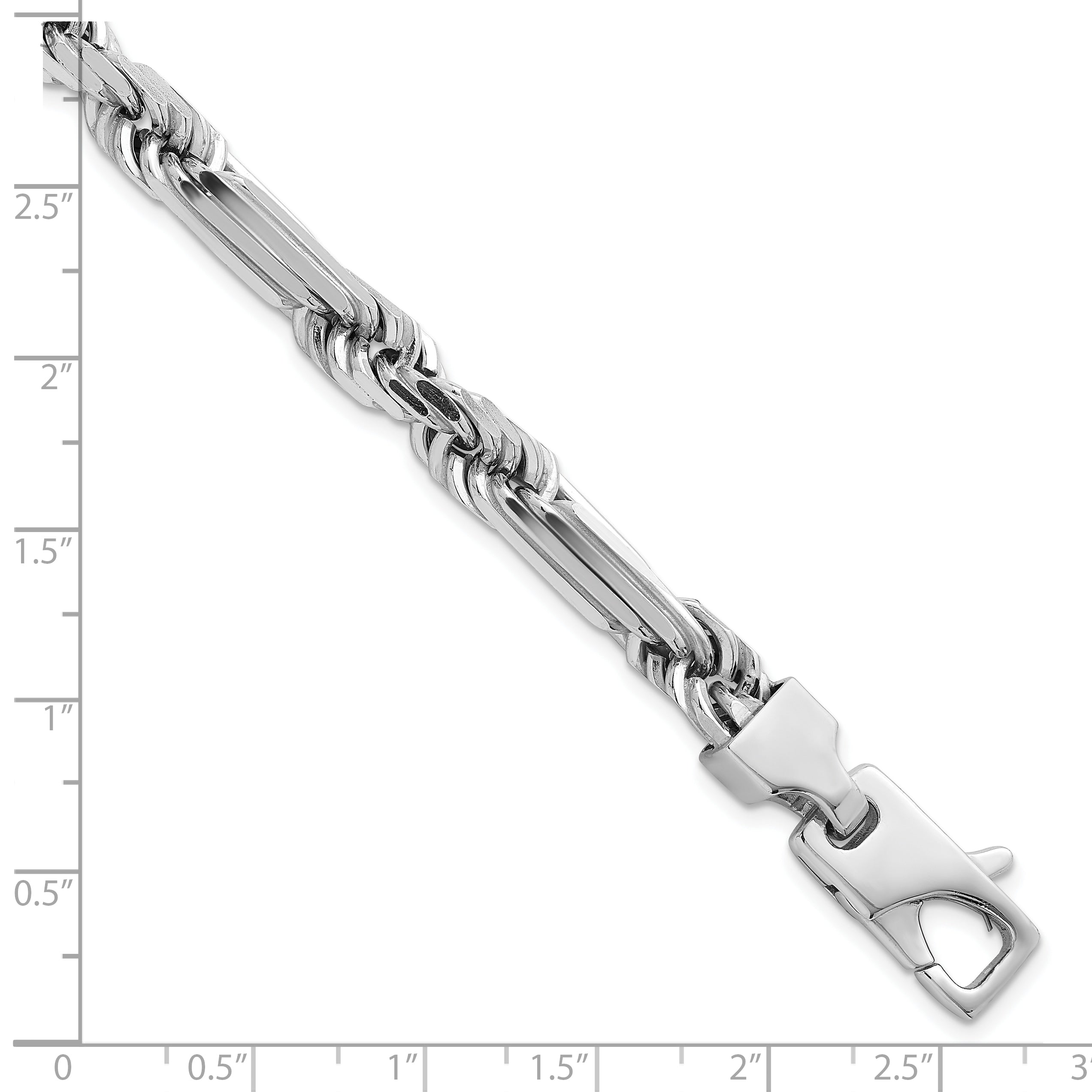 Sterling Silver Rhodium-plated Polished 8.00mm Figaro Rope Chain 8 inch Bracelet