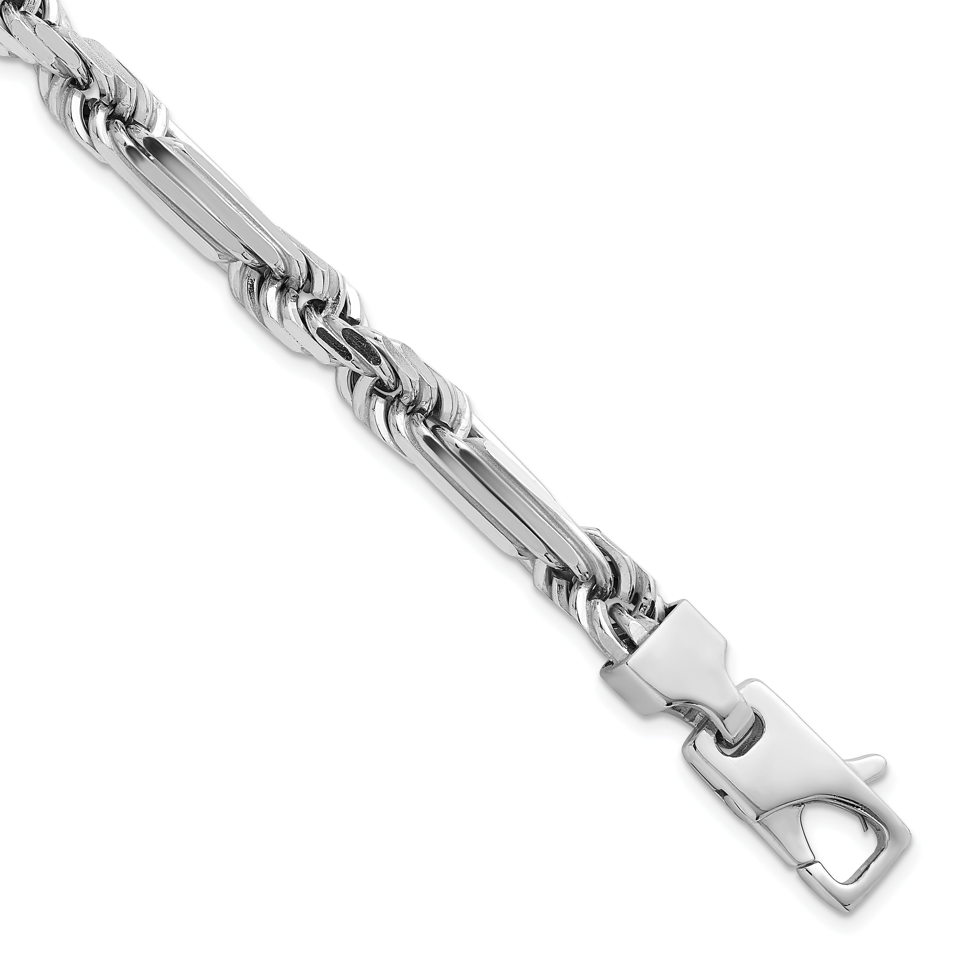 Sterling Silver Rhodium-plated Polished 8.00mm Figaro Rope Chain 8 inch Bracelet Main image