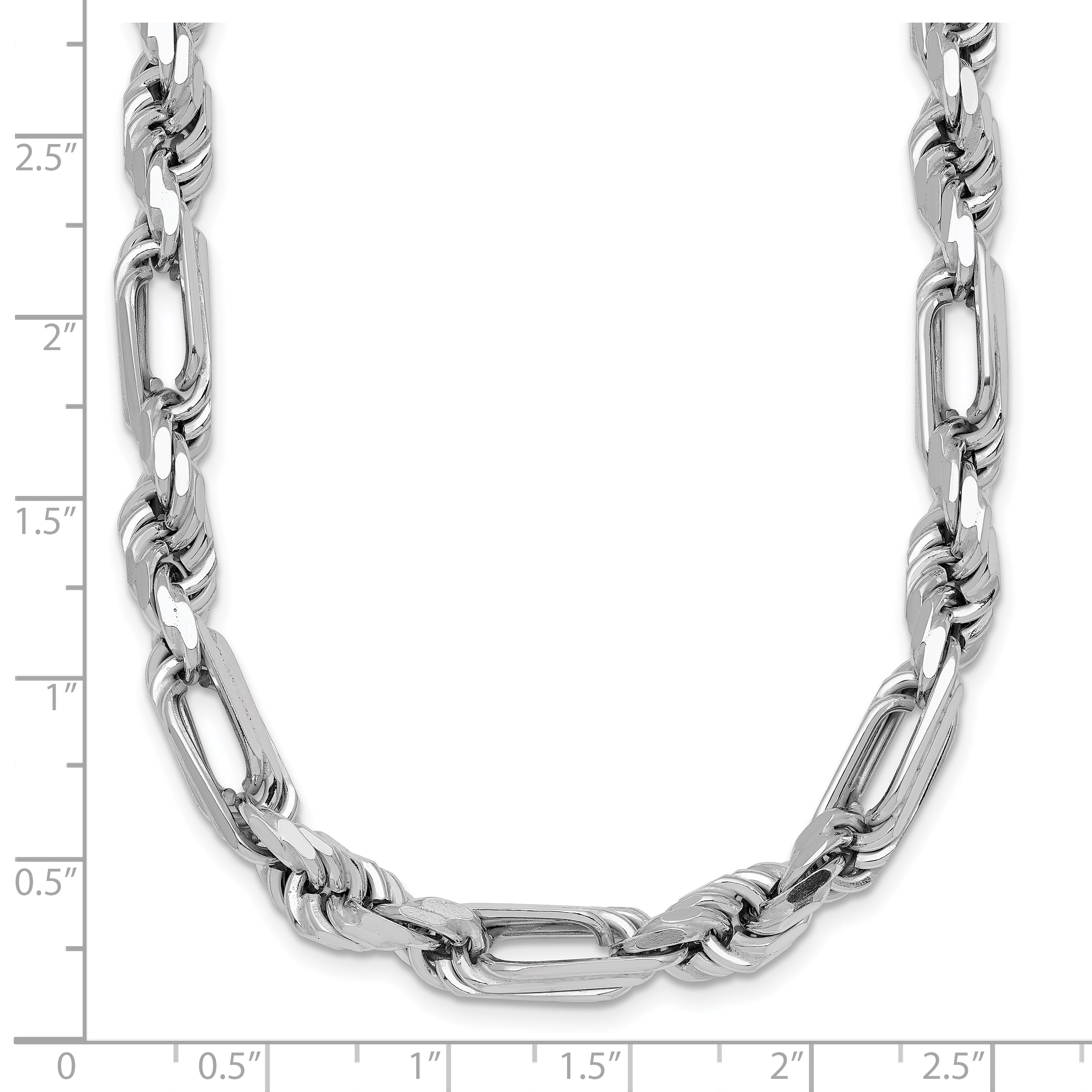 Sterling Silver Rhodium-plated Polished 7.00mm Figaro Rope Chain 19.75 inch Necklace